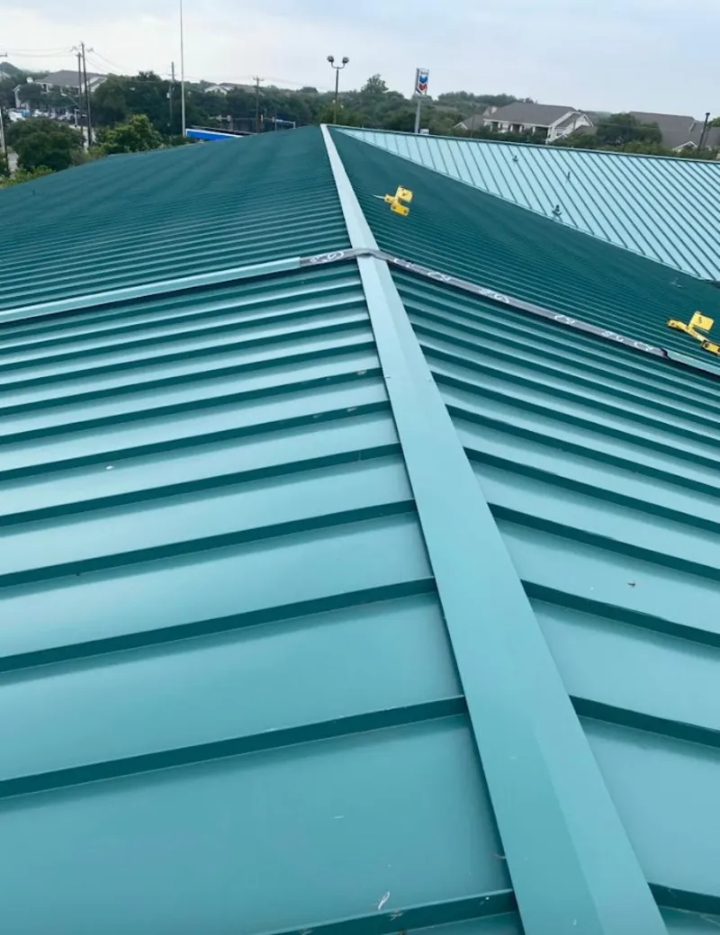 Green commercial metal roof ridge and valley for Metal Roof Repair in Hobe Sound